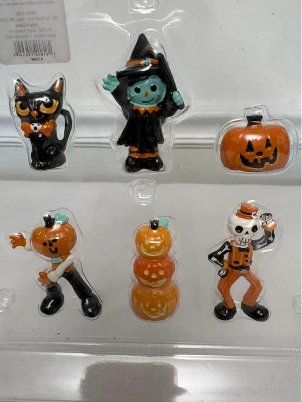 Halloween Miniature Figurines Set of 6 Witch Cat Pumpkin